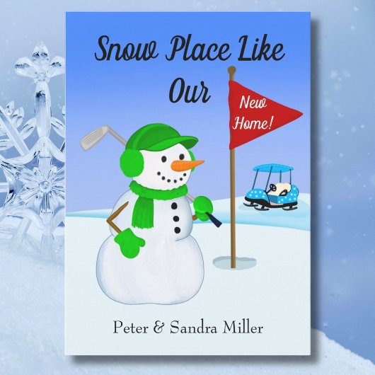 We've Moved Snowman Golfer Announcement Ankündigung