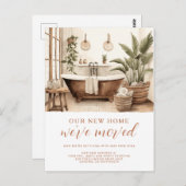 We've Moved Watercolor Cozy Bathroom Postkarte (Vorne/Hinten)
