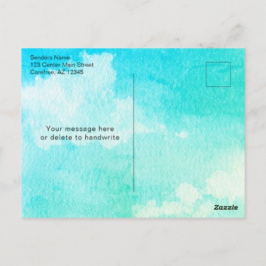 Weve Moved Watercolor Hütte Moving Ankündigung Postkarte (Rückseite)