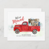 Weve Moved Watercolor Red Truck Neue Adressbewegun (Vorne/Hinten)