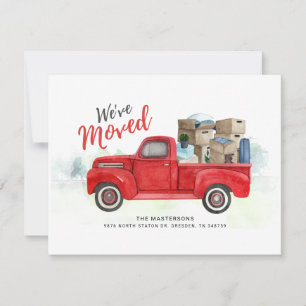 Weve Moved Watercolor Red Truck Neue Adressbewegun