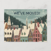 We've Moved Whimsical Winter House Change Address Ankündigungspostkarte (Vorderseite)