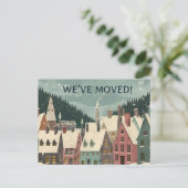 We've Moved Whimsical Winter House Change Address Ankündigungspostkarte (Stehend Vorderseite)