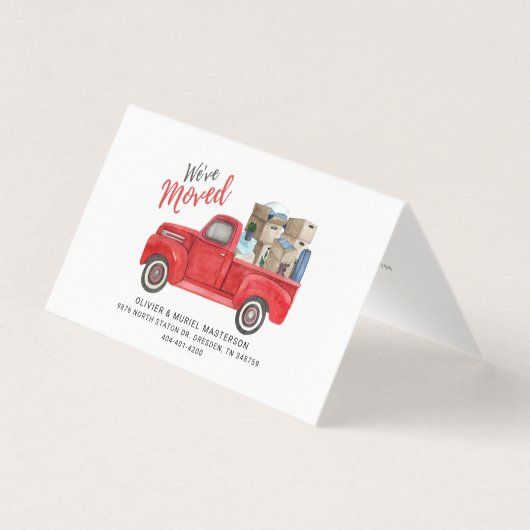 Weve Moving Watercolor Red Truck Neue Adresse (Vorderseite)