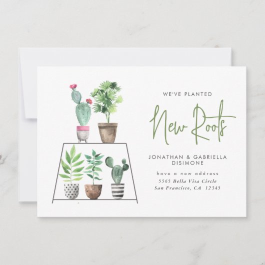 Weve Planted New Roots Pflanze Moving Ankündigung (Vorderseite)