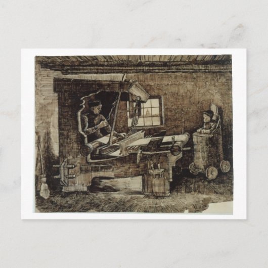 Wever mit Baby im Hochstuhl Van Gogh Fine Art Postkarte (Vorderseite)