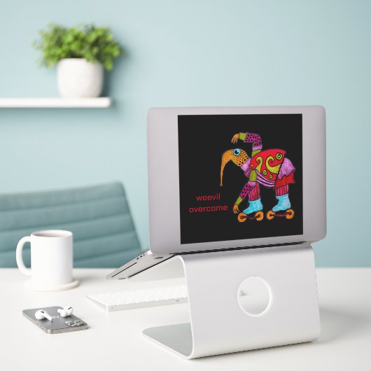 Wevil Overcome Large Vinyl Aufkleber (Laptop auf Schreibtisch)