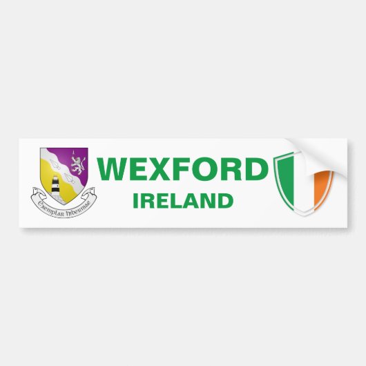 Wexford Ireland Wappen und irische Flagge Autoaufkleber (Vorne)