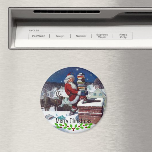 Weyeth - Santa Delivering Books for Christmas. Magnet (In Situ (Geschirrspüler))