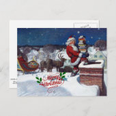 Weyeth - Santa Delivering Books for Christmas Postkarte (Vorne/Hinten)
