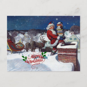 Weyeth - Santa Delivering Books for Christmas Postkarte
