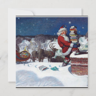 Weyeth - Weihnachtsmann liefert Bücher zu Weihnach Feiertagskarte