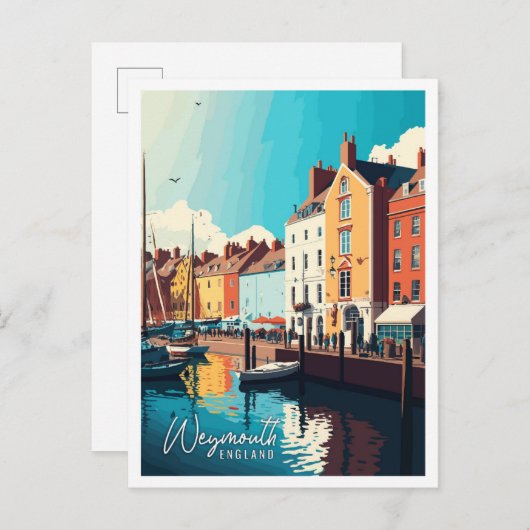 Weymouth England Vintage Illustration Postkarte (Vorne/Hinten)