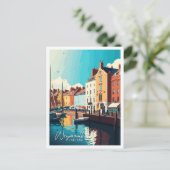 Weymouth England Vintage Illustration Postkarte (Stehend Vorderseite)