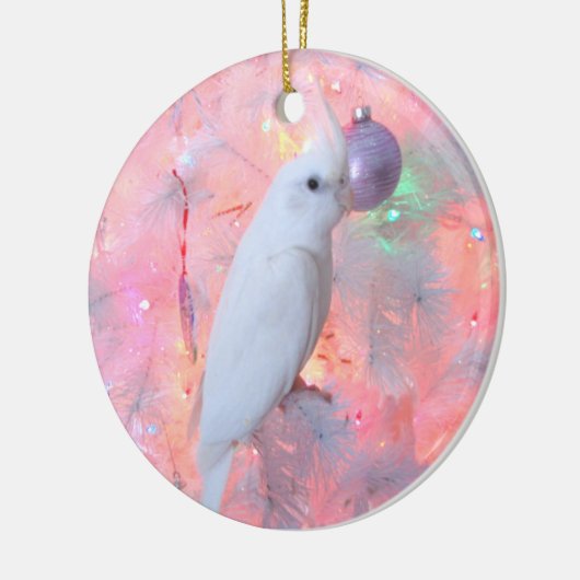 WF Lutino Cockatiel in der Keramik Ornament (Links)