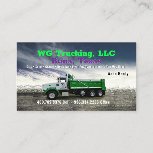 WG Truck Business Card Visitenkarte (Vorderseite)