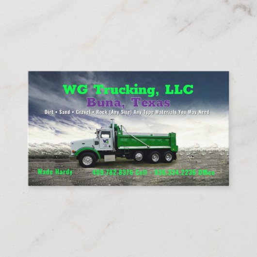 WG Truck Business Card Visitenkarte (Vorderseite)