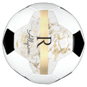 Wh & Gold Marble Gold Bar, DIY Black Name Monogram Fußball (Gedreht)