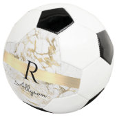 Wh & Gold Marble Gold Bar, DIY Black Name Monogram Fußball (Dreiviertel)