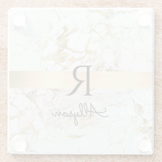Wh & Gold Marble Gold Bar, DIY Black Name Monogram Glasuntersetzer (Rückseite)