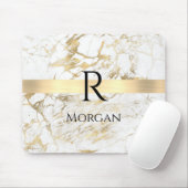Wh & Gold Marble Gold Bar, DIY Black Name Monogram Mousepad (Mit Mouse)