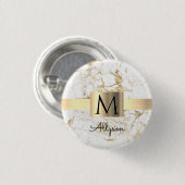 Wh & Gold Marmor Box, DIY Black Name Monogram Button (Vorne & Hinten)