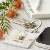 Wh & Gold Marmor Box, DIY Black Name Monogram Schlüsselanhänger (Vorderseite rechts)