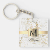 Wh & Gold Marmor Box, DIY Black Name Monogram Schlüsselanhänger (Vorderseite)
