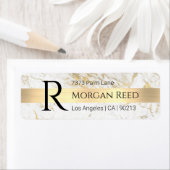 Wh/Gold-Marmor, Goldblindname Monogram-Adresse (Insitu)