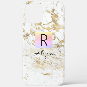 Wh & Gold Marmorrost Box DIY Blk Name Monogram Case-Mate iPhone Hülle
