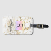 Wh & Gold Marmorrost Box, Name Monogram Vs 2 Gepäckanhänger (Vorderseite (Horizontal))