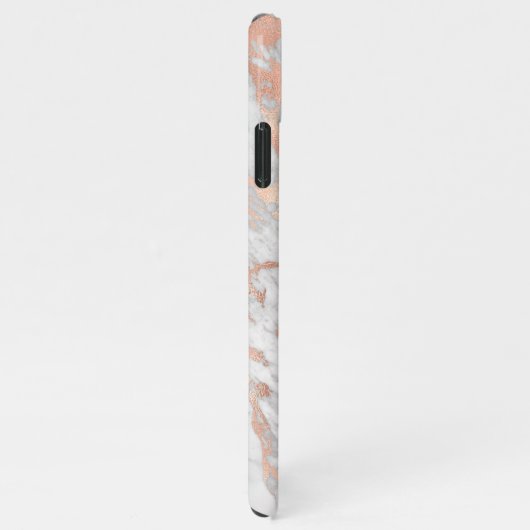 Wh & Rose Gold Marmor Box, Name & Monogramm iPhone Hülle (Rechte Seite)