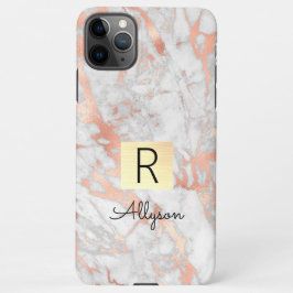 Wh & Rose Gold Marmor Box, Name & Monogramm iPhone 11Pro Max Hülle