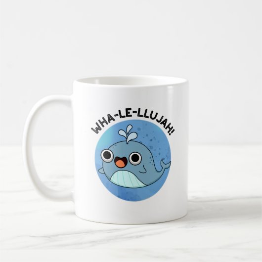Wha-le-llujah Funny Blue Whale Pun Kaffeetasse (Links)