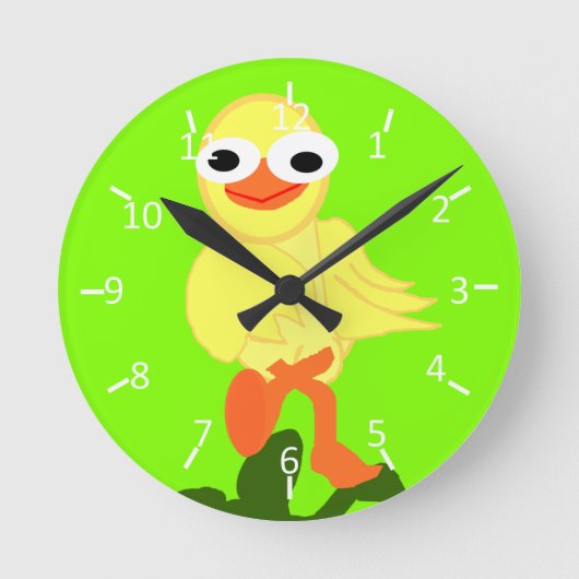 Whacky Bird Chartreuse Runde Wanduhr (Vorderseite)