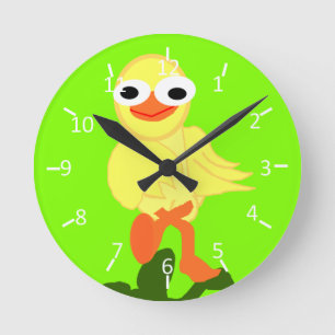 Whacky Bird Chartreuse Runde Wanduhr