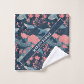 Whalblütenfarbenes Personalisiertes Muster Badhandtuch Set (Waschlappen)