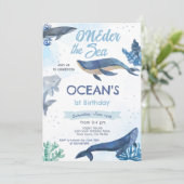 Whale 1. Geburtstag Einladung (Stehend Vorderseite)