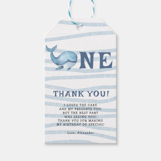 Whale 1. Geburtstag unter dem Meer Geschenkanhänger (Vorderseite)