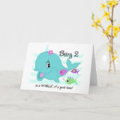 Whale 2. Geburtstag Karte (Gelbe Blume)