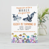 Whale a good time, Tropica Fish Birthday Party Einladung (Stehend Vorderseite)