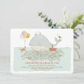 Whale a time Baby Shower Summer Pool Party Einladung (Stehend Vorderseite)