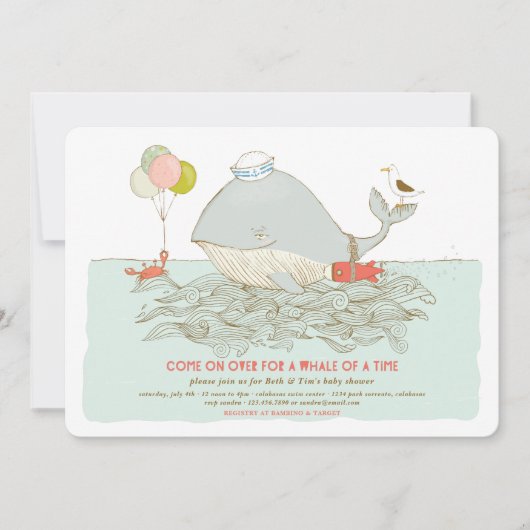 Whale a time Baby Shower Summer Pool Party Einladung (Vorderseite)