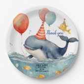 Whale a Time Boys Birthday Danke Pappteller (Vorderseite)