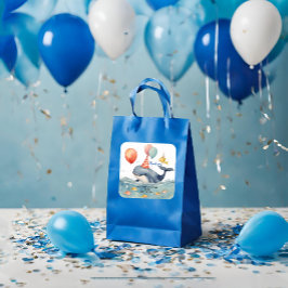 Whale a Time Boys Birthday Danke Quadratischer Aufkleber