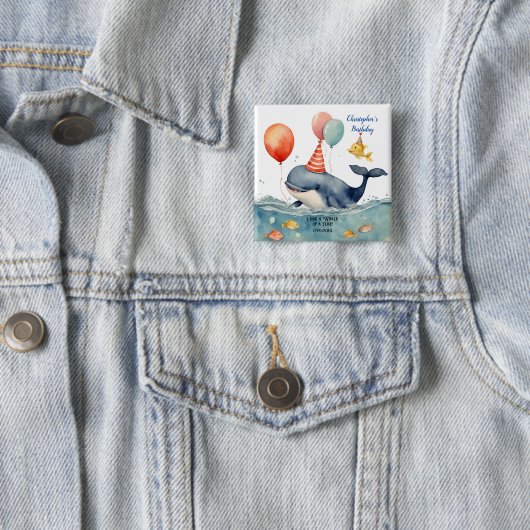 Whale a Time Boys Birthday Personalisiert Button (Beispiel)