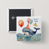 Whale a Time Boys Birthday Personalisiert Button (Vorne & Hinten)