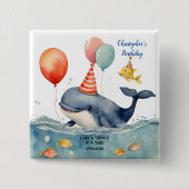 Whale a Time Boys Birthday Personalisiert Button (Vorderseite)