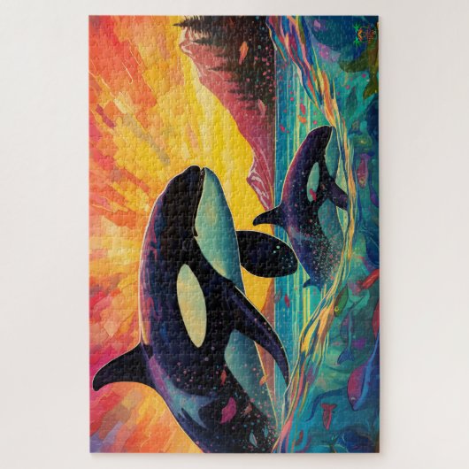🐙 Whale a Time: Orca Mutter & Kalb Puzzle (Vertikal)