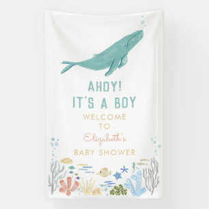 Whale Ahoy! Es ist ein Baby-Dusche Willkommen Banner